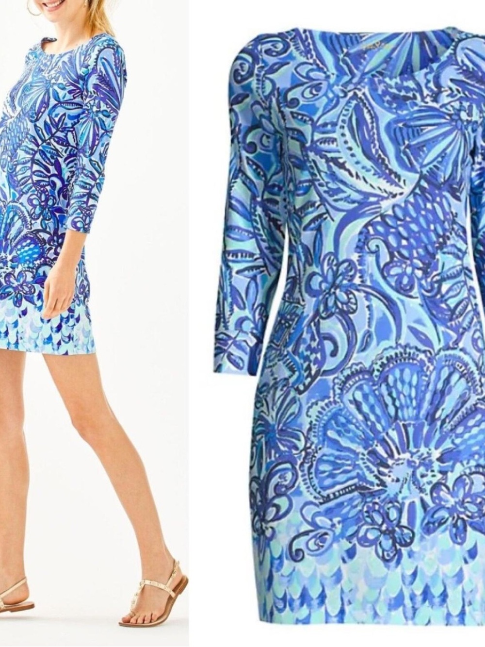 Lilly Pulitzer Hollee Blue Multi Floral Print Dress